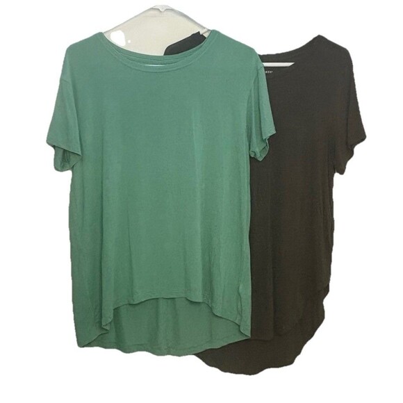 Halogen American  Eagle  2 T-Shirt Lot Sm Green Stretch Tunic Length Modal Rayon - Picture 1 of 12